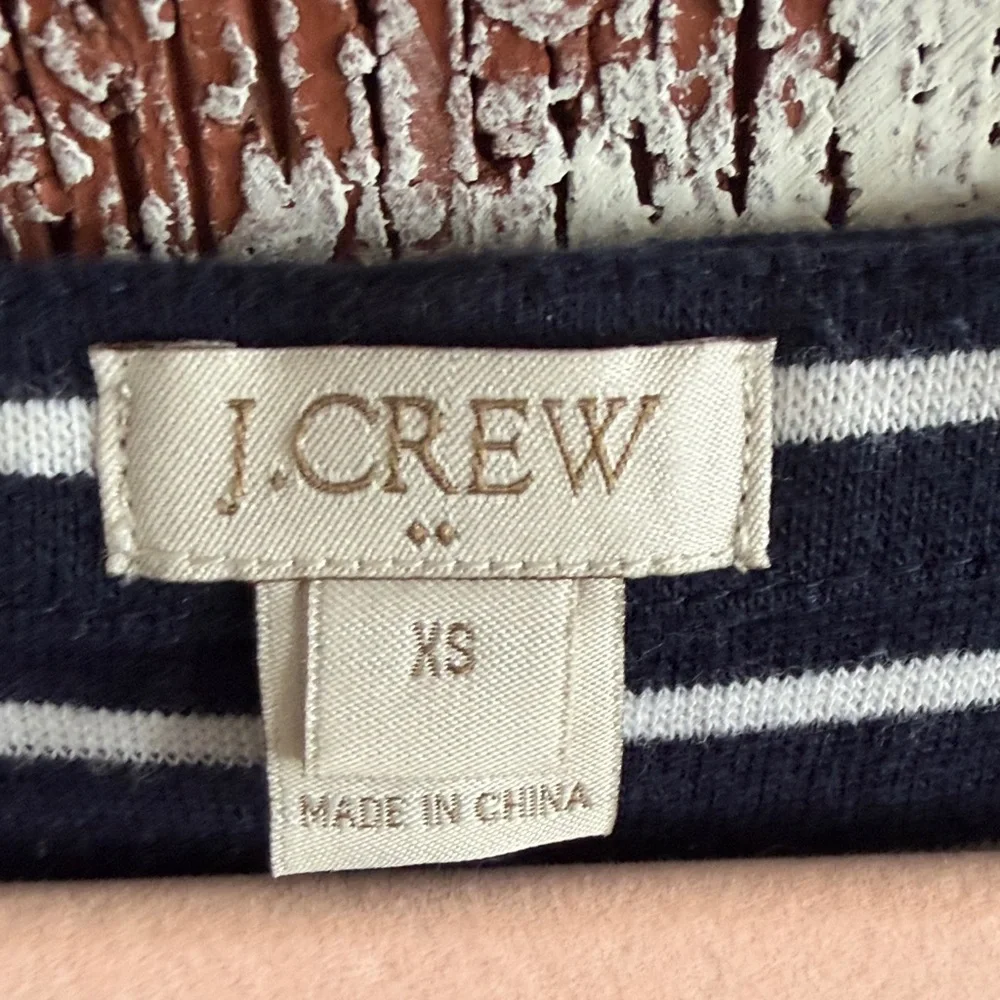 J. Crew Classic Navy and White Striped Long Sleeve Nautical Preppy Dress Sz XS